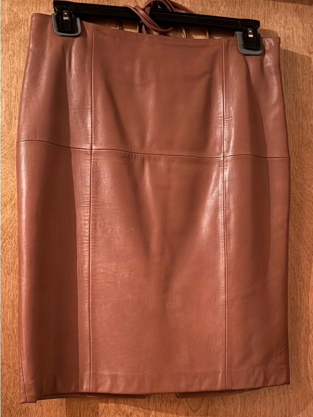 ANTONIO MELANI Chestnut Leather Pencil Skirt